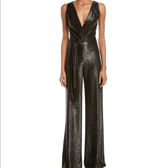 Ramy Brook Pants - Ramy Brook Marybeth gold black metallic jumpsuit Small